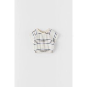 Zara 3/4Y Textured Striped Top
